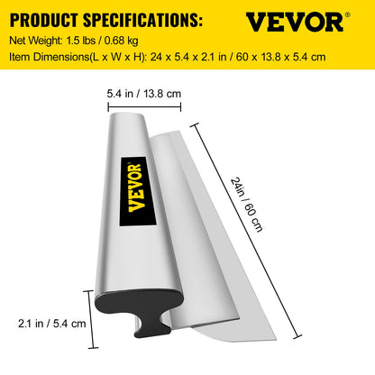 Drywall Skimming Blade, 24-tums utjämnande knock-down kniv, rostfritt stål spackel efterbehandlingsverktyg, slagkraftiga ändlock för Sheetrock Gips Gyprock Wall-board gipsskivor