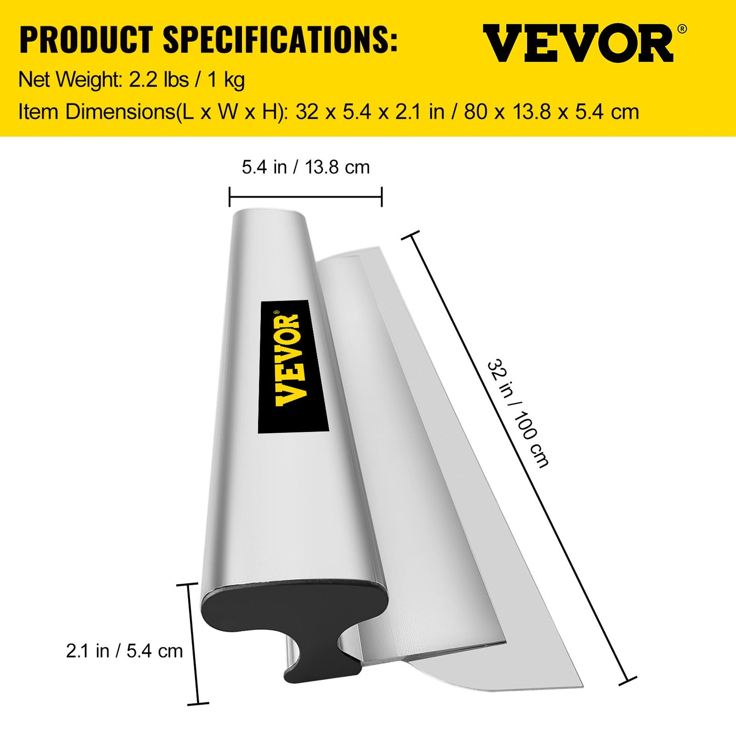 Drywall Skimming Blade, 32 tums utjämnande knock-down kniv, rostfritt stål spackel efterbehandlingsverktyg, slagkraftiga ändlock för Sheetrock Gips Gyprock Wall-board gipsskiva