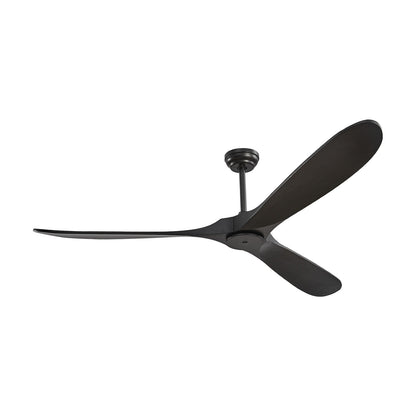 72" Wooden Blade Ceiling Fan No Light Remote Control Reversible Motor Black