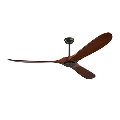 72" Wooden Blade Ceiling Fan No Light Remote Control Reversible Motor Walnut