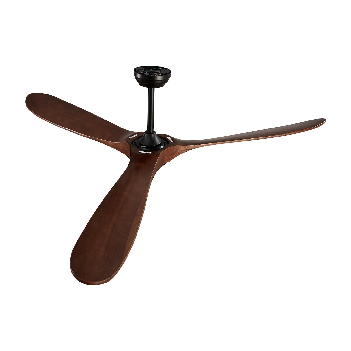 72" Wooden Blade Ceiling Fan No Light Remote Control Reversible Motor Walnut