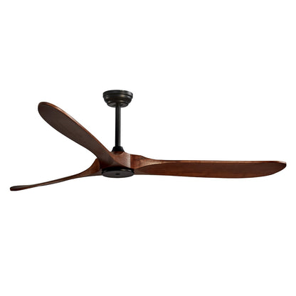 72" Wooden Blade Ceiling Fan No Light Remote Control Reversible Motor Walnut