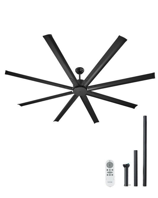 213 cm Takfläkt i aluminium Utan Ljus Fjärrkontroll DC Motor Svart