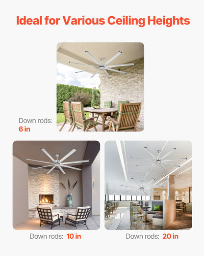 244 cm aluminum ceiling fan without light remote control Brushed nickel