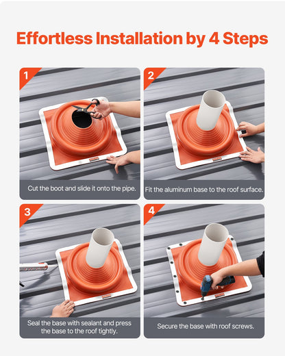 2pcs Metal Roof Pipe Flashing Boot Fits 6-3/4"-14" Pipe High Temp Silicone