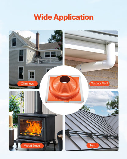 2pcs Metal Roof Pipe Flashing Boot Fits 6-3/4"-14" Pipe High Temp Silicone