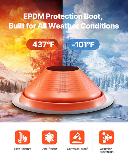 Metal Roof Pipe Flashing Boot Fits 10" - 19" Pipe High Temperature Red Silicone