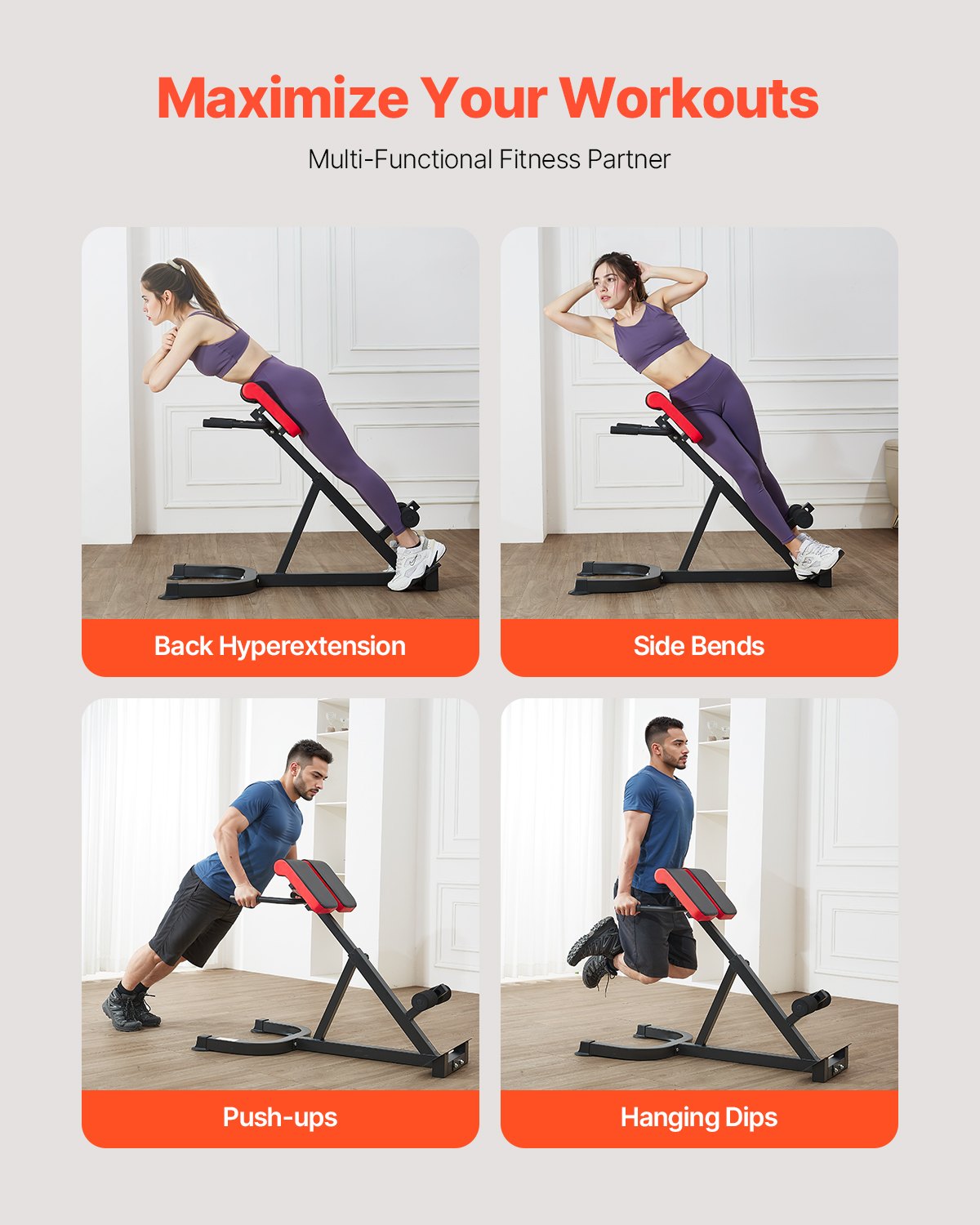 Roman Stol Ryggförlängning Hyperextension Bänk Multifunktion Justerbar