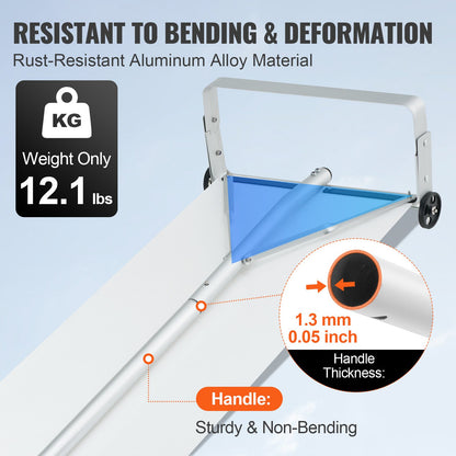 Snow Gutter, 30ft Reach Aluminum Roof Shovel with Glide Cloth, Premium 19" Blade Snow Removal Tool, Secure on Roof with Roller Wheels, Anti-Slip Handle, Used for House Roofs, Car Snow, Wet Leaves