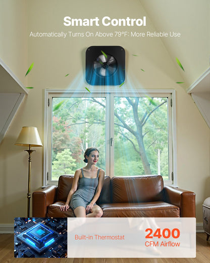 Solar Roof Attic Exhaust Fan 35W with Smart Thermostat Brushless Motor
