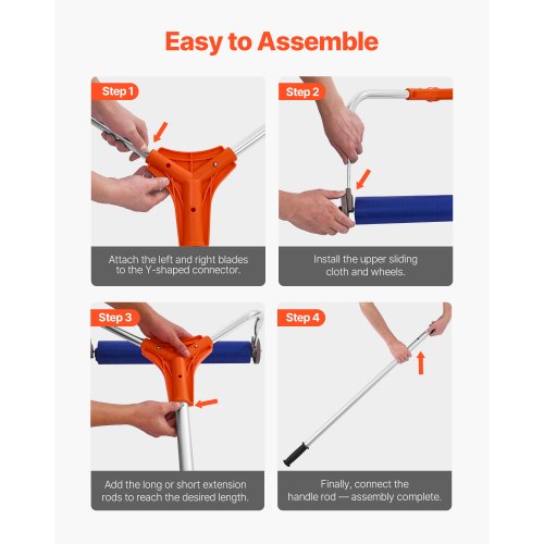 snötakskrapa, 27 cm aluminiumblad, 1,25-5,24 m justerbar takkrappa med hjul och skjutdörr, lätt snöborttagningsverktyg för lövborttagning och skräpborttagning på hustak |  EU