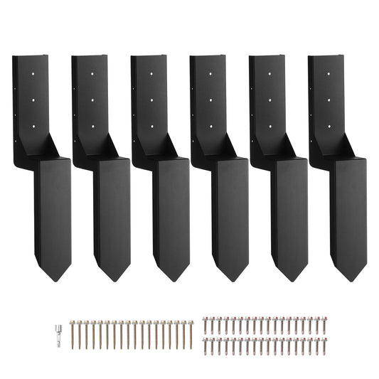 Fence Post Ankare Reparationssats, 6 Pack Innerdiameter 3,5 x3,5 Inches Heavy Duty Stängsel Stolpe Stödstakar, Ankare Ground Spike för reparation Tiltad, Trasig Trä Stängselstolpe, Enveloping