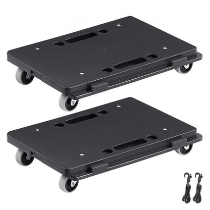Möbelwagen, Tragkraft je 227 kg, Möbeltransporter mit Rädern, tragbare, bewegliche Rollen, 4 Räder, strapazierfähig, kleiner, flacher Transportwagen mit Feststeller für schwere Möbel, 2er-Pack, schwarz