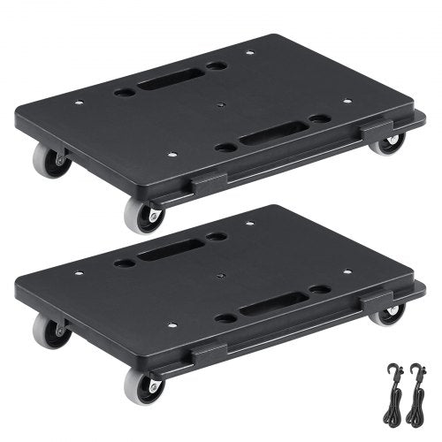 Möbelwagen, Tragkraft je 227 kg, Möbeltransporter mit Rädern, tragbare, bewegliche Rollen, 4 Räder, strapazierfähig, kleiner, flacher Transportwagen mit Feststeller für schwere Möbel, 2er-Pack, schwarz