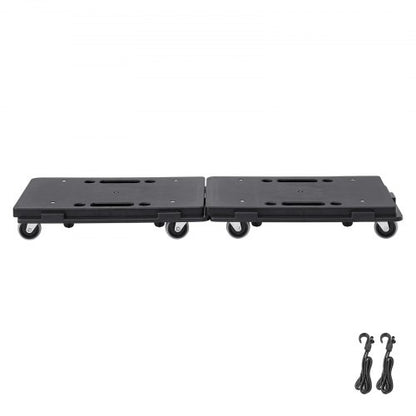 Möbelwagen, Tragkraft je 227 kg, Möbeltransporter mit Rädern, tragbare, bewegliche Rollen, 4 Räder, strapazierfähig, kleiner, flacher Transportwagen mit Feststeller für schwere Möbel, 2er-Pack, schwarz