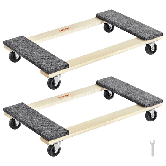 Möbelwagen, Tragkraft je 1000 lbs, 2 Packungen, 18" x 30", 8 x 3" PP-Lenkrollen, Schwerlast-Möbelwagen aus Hartholz, Umzugswagen, Transportwagen mit Rädern für schwere Möbel
