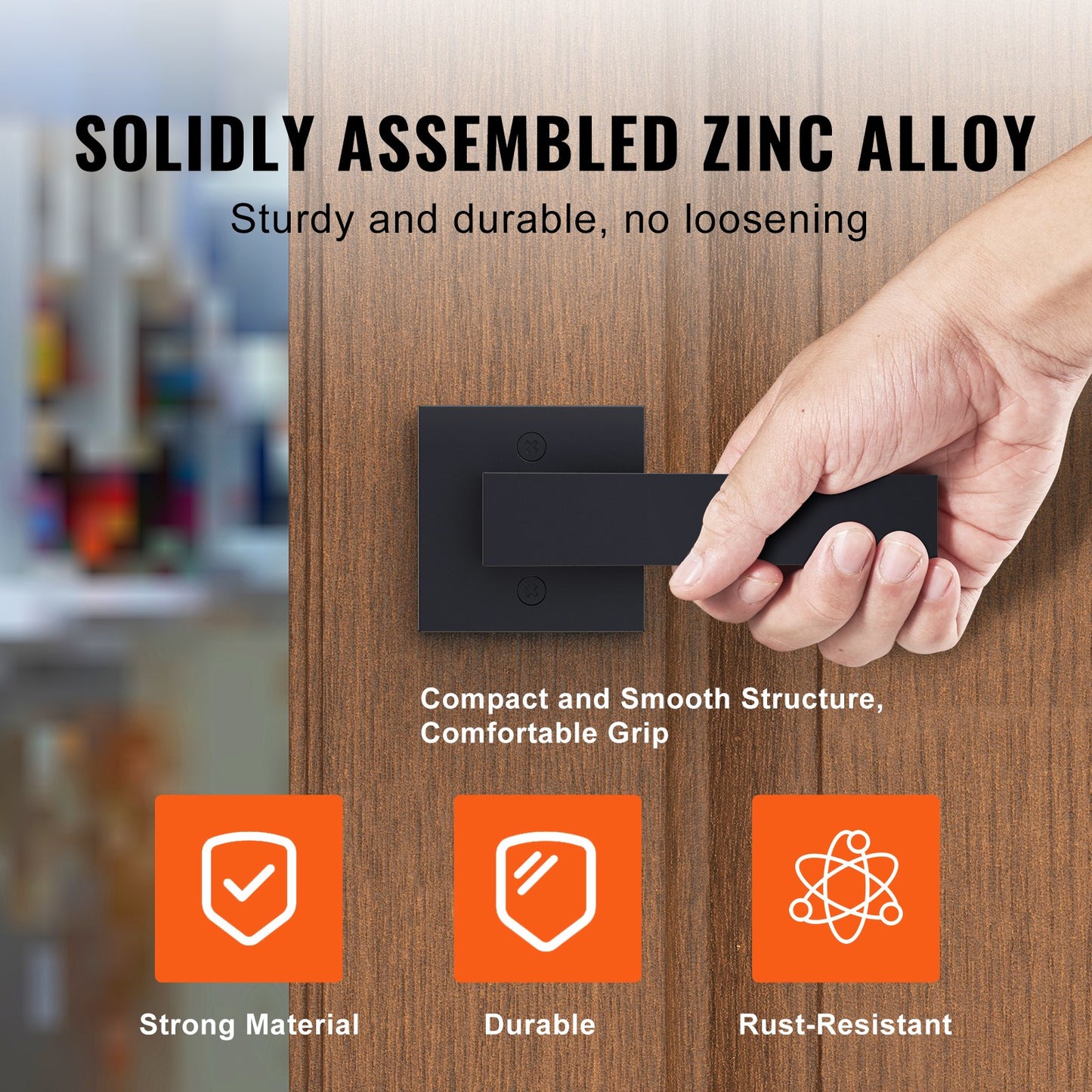 Dummy Door Handle, 2PCS Non-Twist Single-Sided Push/Pull Handles, Modern Square Door Handle, Reversible for Right and Left-Handed Doors, for Pantry, Wardrobe and French Doors, Matte Black