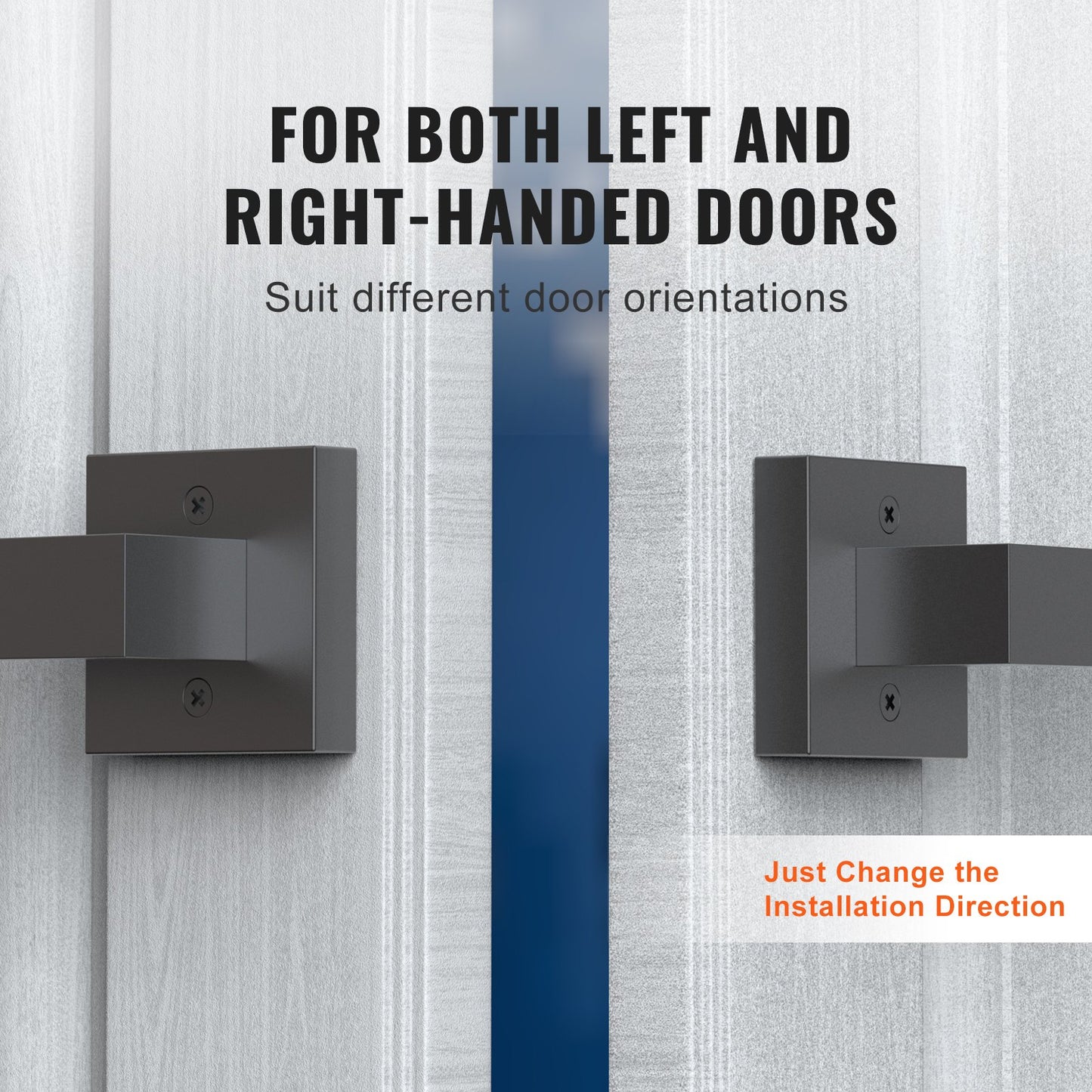 Dummy Door Handle, 2PCS Non-Twist Single-Sided Push/Pull Handles, Modern Square Door Handle, Reversible for Right and Left-Handed Doors, for Pantry, Wardrobe and French Doors, Matte Black