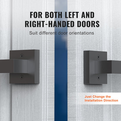 Dummy Door Handle, 2PCS Non-Twist Single-Sided Push/Pull Handles, Modern Square Door Handle, Reversible for Right and Left-Handed Doors, for Pantry, Wardrobe and French Doors, Matte Black