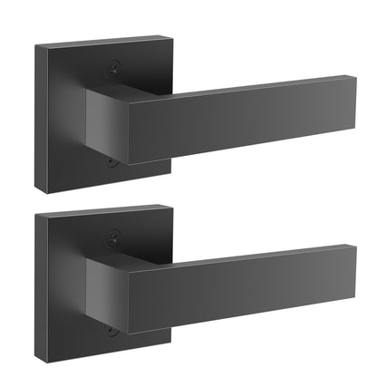 Dummy Door Handle, 2PCS Non-Twist Single-Sided Push/Pull Handles, Modern Square Door Handle, Reversible for Right and Left-Handed Doors, for Pantry, Wardrobe and French Doors, Matte Black