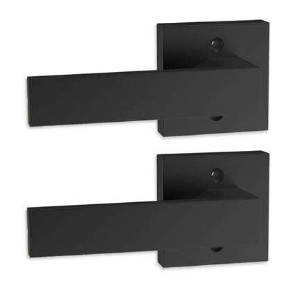 Dummy Door Handle, 2PCS Non-Twist Single-Sided Push/Pull Handles, Modern Square Door Handle, Reversible for Right and Left-Handed Doors, for Pantry, Wardrobe and French Doors, Matte Black