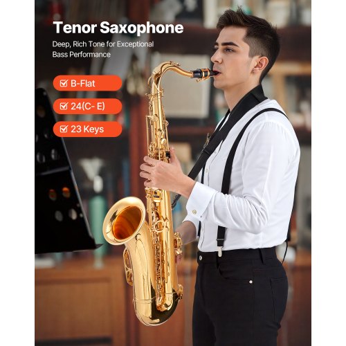 Gold Brass Tenorsaxofon B Flat Sax Nybörjarkit med Munstycke |  EU