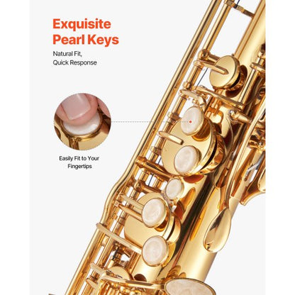 Gold Brass Tenorsaxofon B Flat Sax Nybörjarkit med Munstycke |  EU