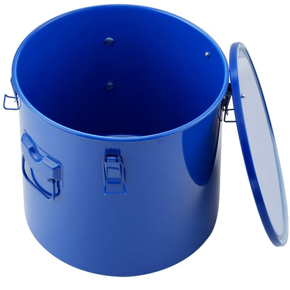 Deep Fryer Grease Bucket, 10 Gal Oil Disposal Caddy Carbon Steel Deep Fryer Oil Bucket with Rustproof Coating, Oil Transport Container with Lid, Locking Clips, Filter Bag for Hot Cooking Oil Filtration, Blue