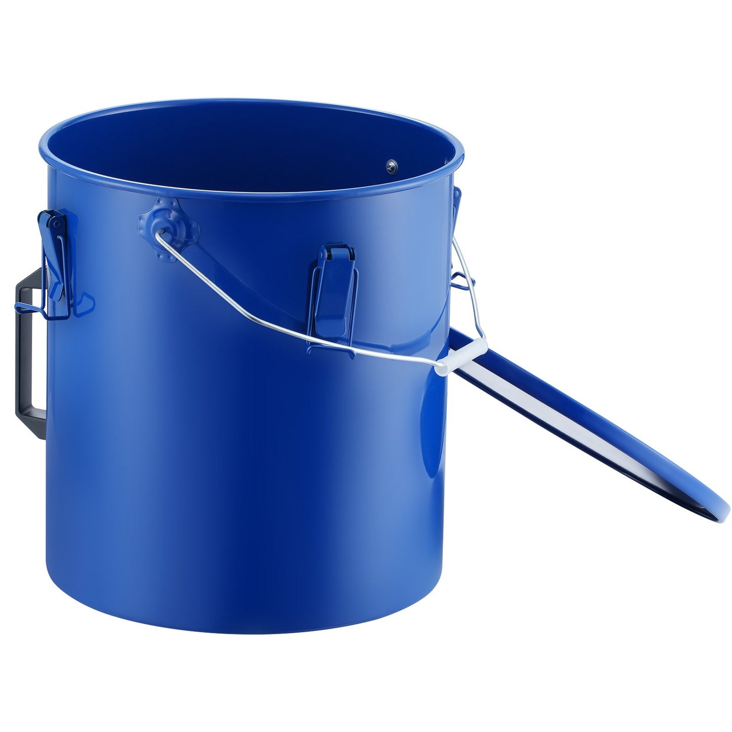 Fryer Grease Bucket, 6 Gal Oil Waste Caddy Carbon Steel Fryer Oil Bucket with Rustproof Coating, Oil Transport Container with Lid, Locking Clips, Filter Bag for Hot Cooking Oil Filtration, Blue