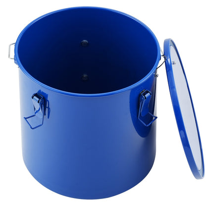 Fryer Grease Bucket, 6 Gal Oil Waste Caddy Carbon Steel Fryer Oil Bucket with Rustproof Coating, Oil Transport Container with Lid, Locking Clips, Filter Bag for Hot Cooking Oil Filtration, Blue