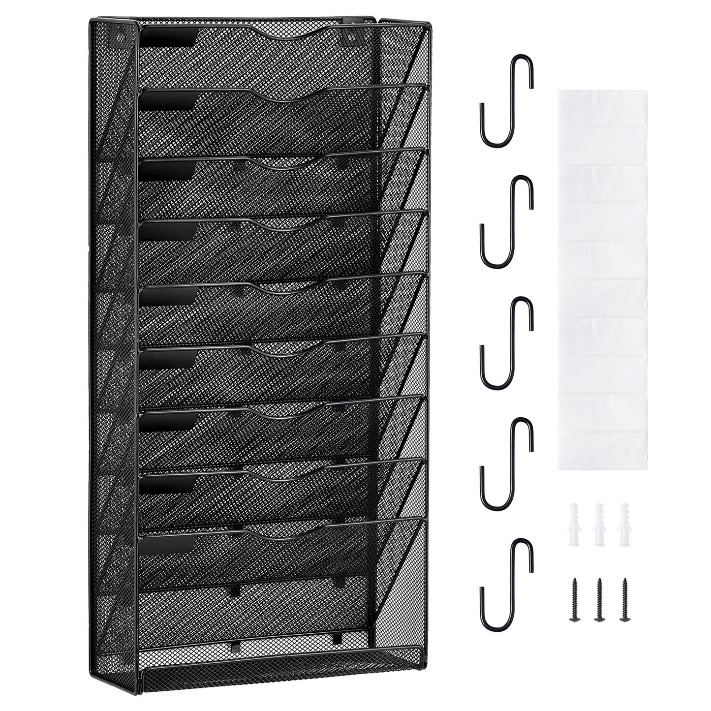 File Wall Rack Mesh Wall File Holder 1-Piece 10 Pockets for Office/School