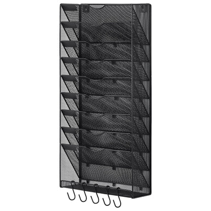 File Wall Rack Mesh Wall File Holder 1-Piece 10 Pockets for Office/School