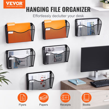 File Wall Rack Mesh Wall File Holder 6-part 1 pocket for office &amp; school