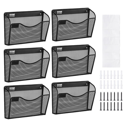 File Wall Rack Mesh Wall File Holder 6-part 1 pocket for office &amp; school