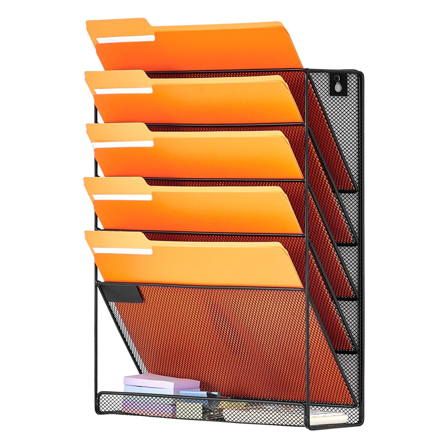 File Wall Rack Mesh Wall File Holder 1-Piece 6 Pockets for Office/School
