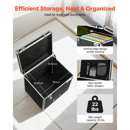 Bärbar arkivlåda, 395 x 320 x 380 mm invändig bröststorlek, låsbar mobil affärsväska med teleskophandtag, handhållen arkivlåda för kontor, hem, kontor, sjukhus, banker |  EU