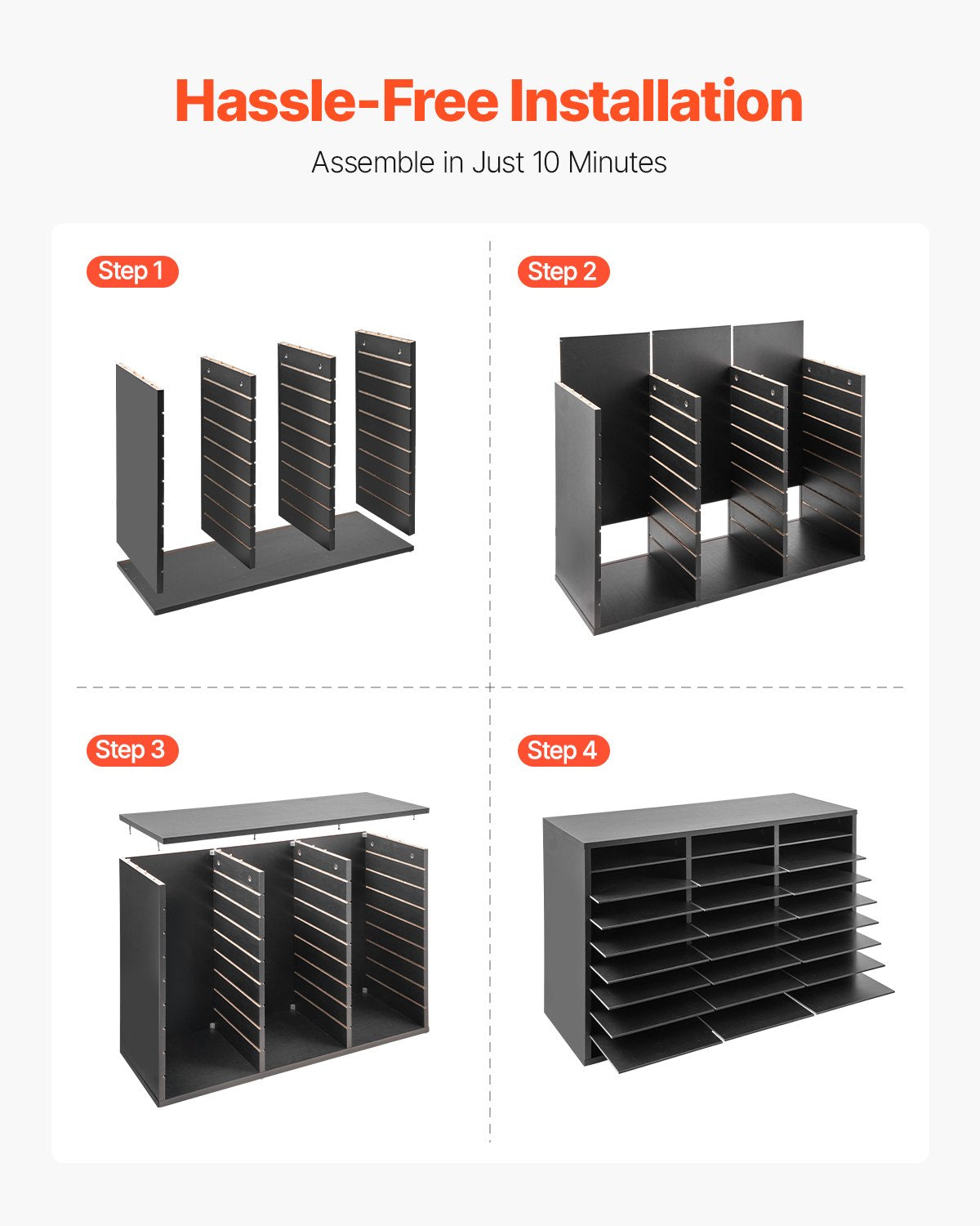 Trälitteraturorganisatör 27 fack med avtagbara hyllor Svart