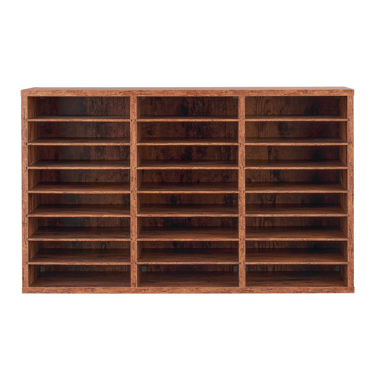 Trälitteraturorganisatör 24 fack Avtagbara hyllor Mörkbrun