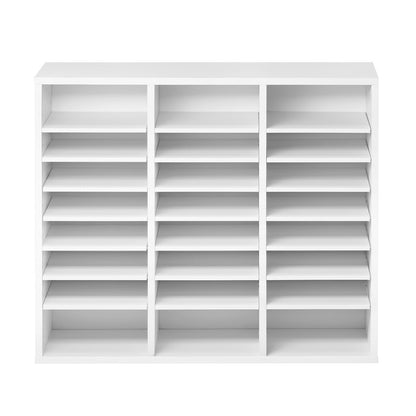 Trälitteraturorganisatör 24 fack med justerbara hyllor Vit