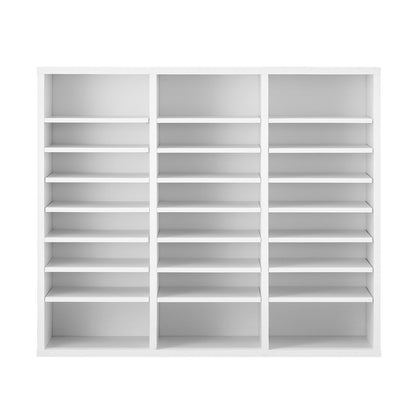 Trälitteraturorganisatör 24 fack med justerbara hyllor Vit