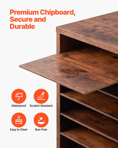 Trälitteratur Organizer 27 fack Avtagbara hyllor Mörkbrun