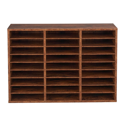 Trälitteratur Organizer 27 fack Avtagbara hyllor Mörkbrun