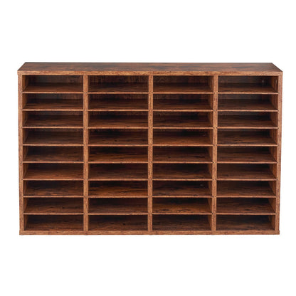 Wood Litteratur Organizer 36 fack Avtagbara hyllor Mörkbrun