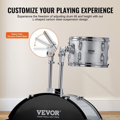 Adult Drum Set 5-Piece 22 in Complete Full Size Drum Set with Throne Stand