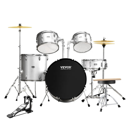 Adult Drum Set 5-Piece 22 in Complete Full Size Drum Set with Throne Stand