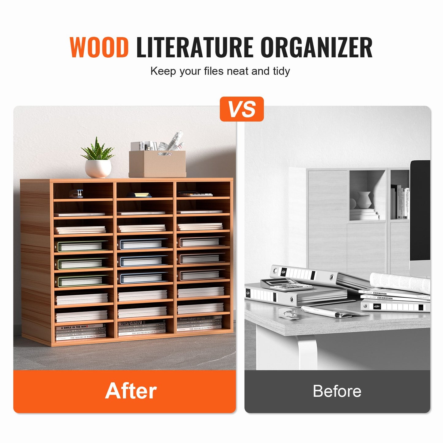 Wood Litteratur Organizer Filsorterare Pappersförvaringshållare 27 fack Vit