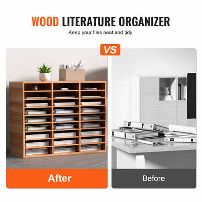Wood Litteratur Organizer Filsorterare Pappersförvaringshållare 27 fack Vit