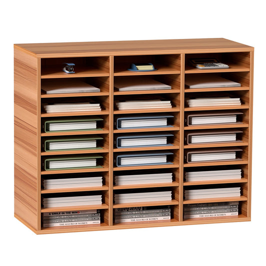Wood Litteratur Organizer Filsorterare Pappersförvaringshållare 27 fack Vit