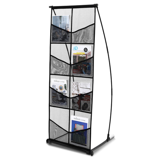 Broschyr Display Stand 4-nivå 8 Pocket Mesh Litteratur Display Hållare Rack