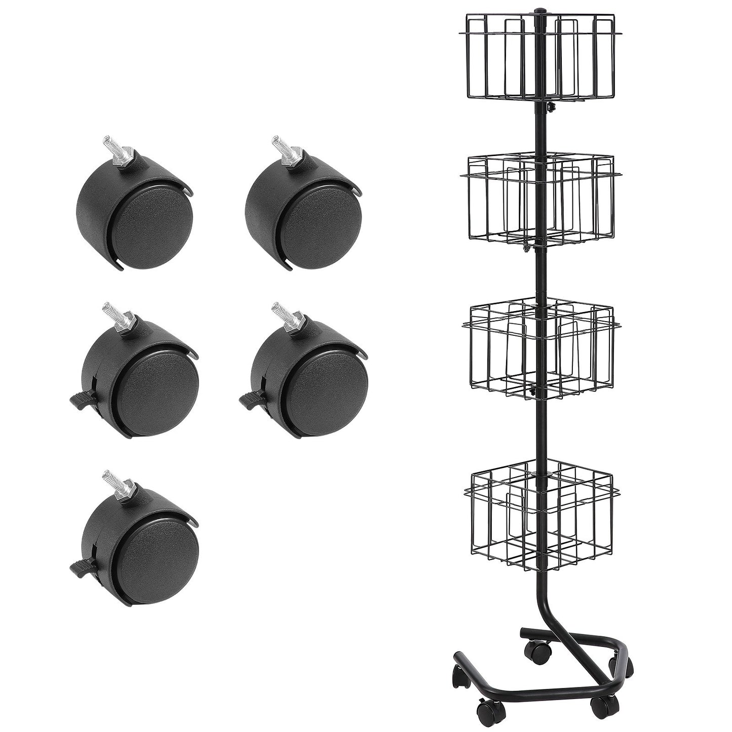 Broschyr Display Rack 32-ficks Roterande Litteratur Display Stand 5 hjul
